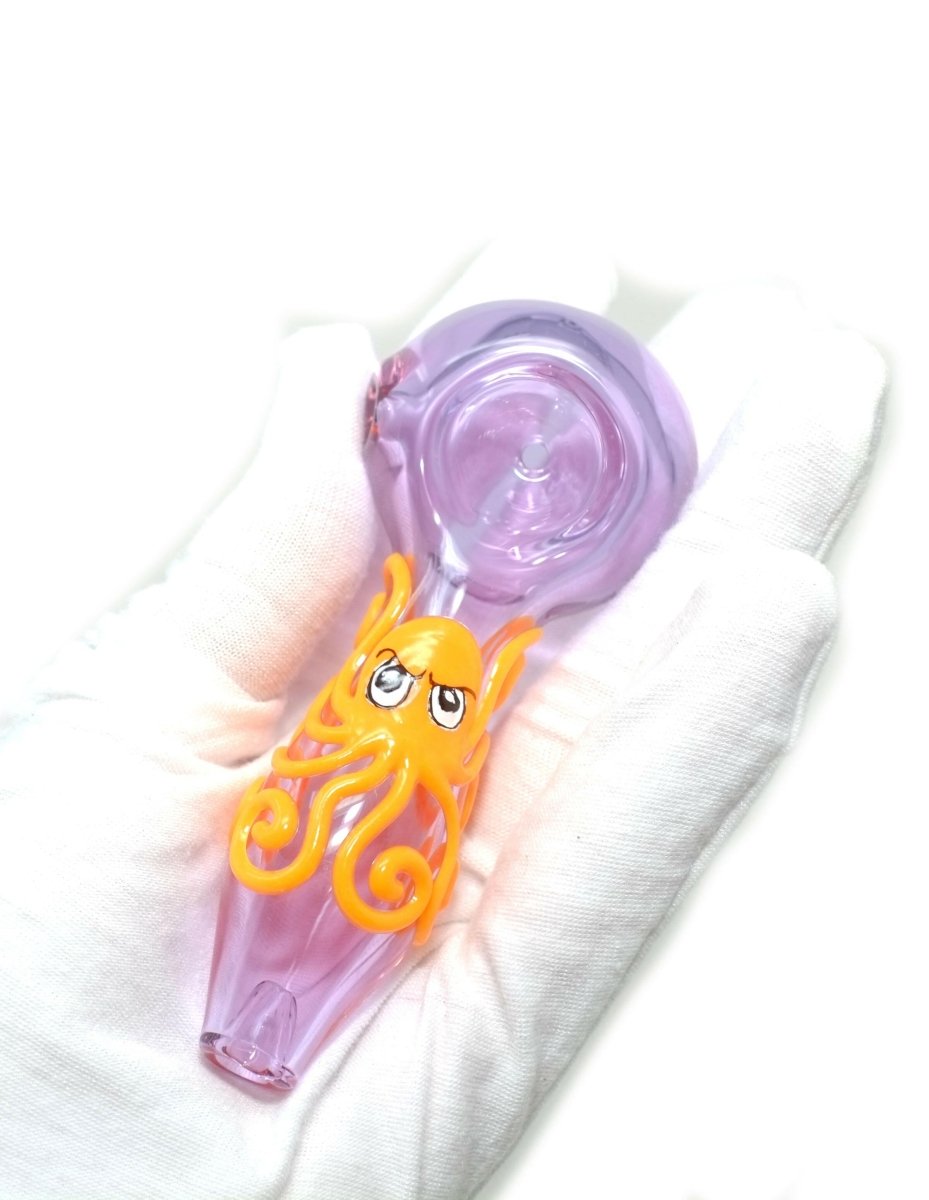 4" Purple squid glass handpipe - Simple Glass Pipe