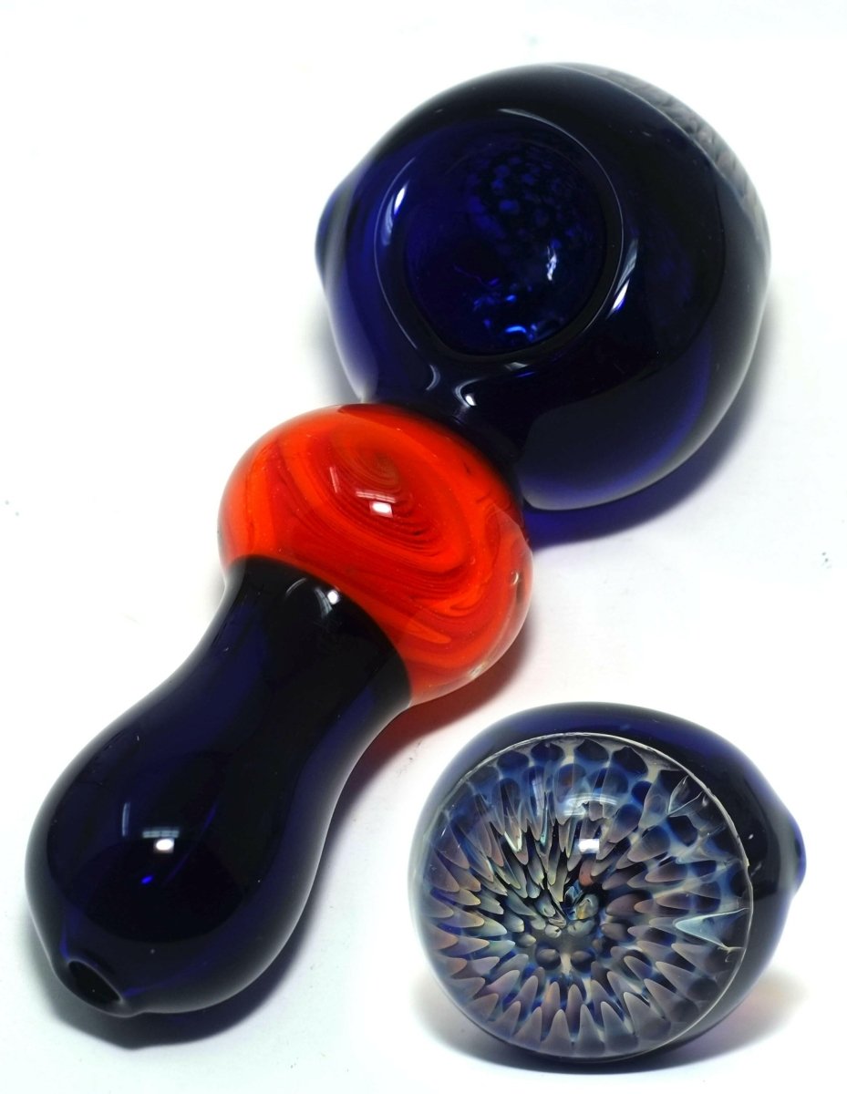 4" Blue Glass SPoon Hand Pipe - Simple Glass Pipe