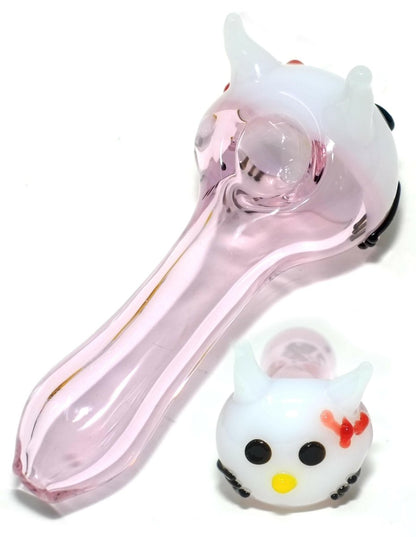 4 inch pink kitty glass hand pipe