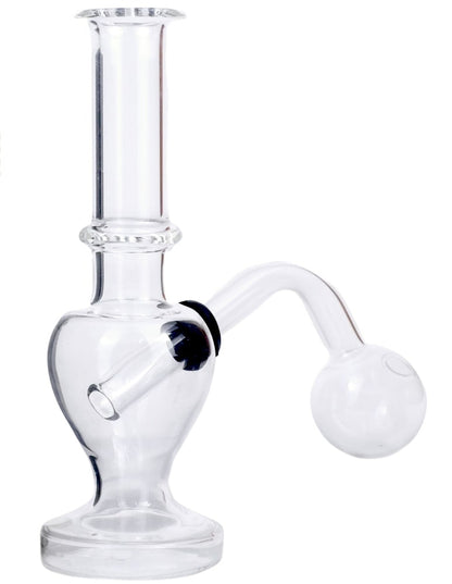 Clear glass water pipe on a white background