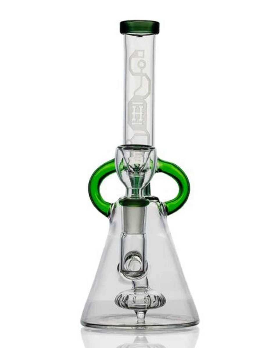 7-inch frosted Cyberpunk glow glass pipe with bowl and banger