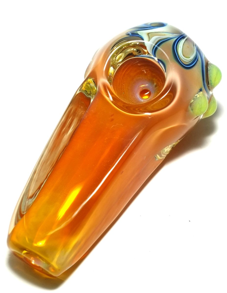 4" Glass Fancy Dots Square Spoon Pipe - Simple Glass Pipe