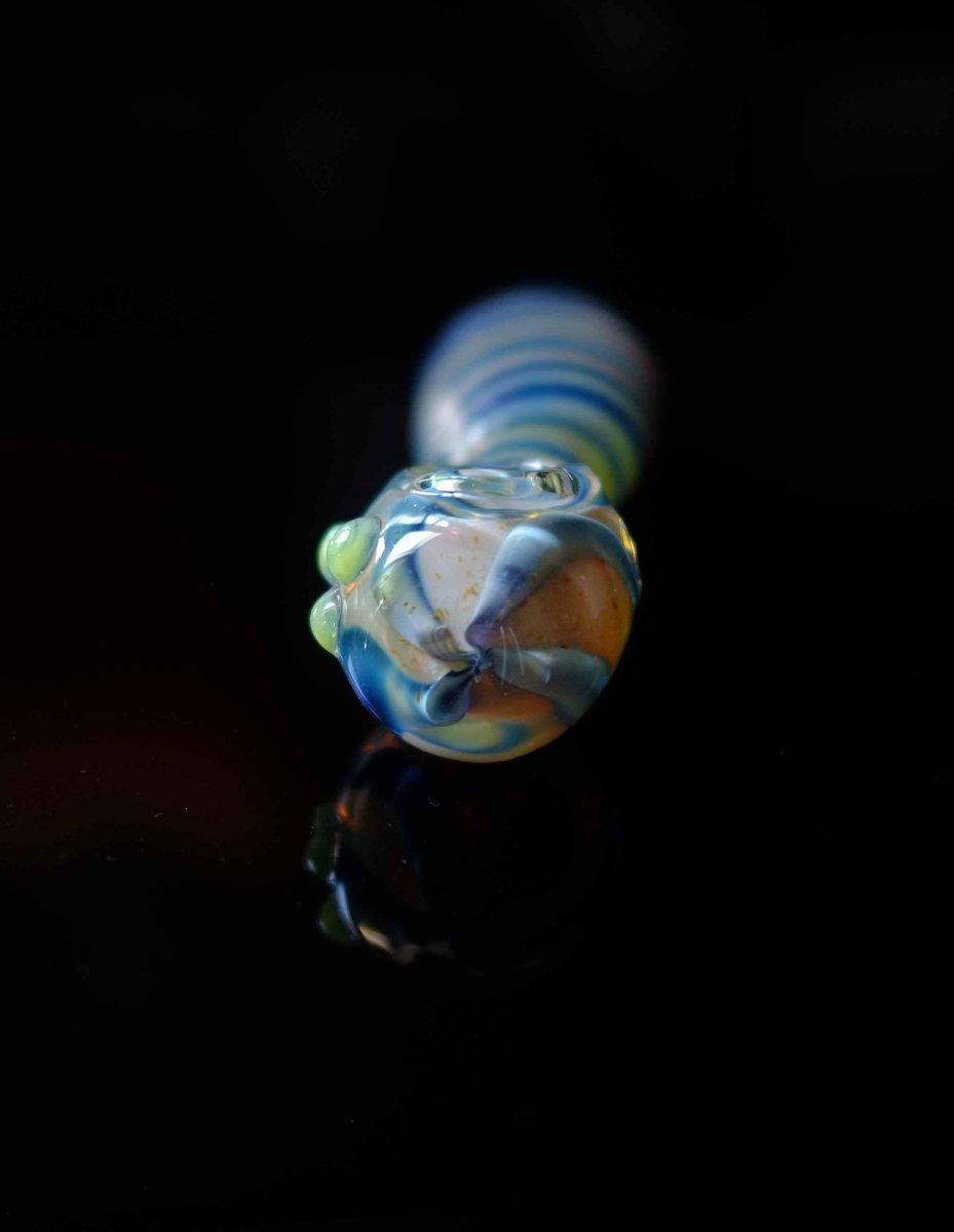 4.5" Blue Spiral Glass Spoon hand Pipe - Simple Glass Pipe