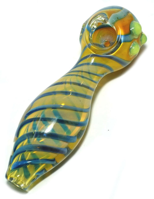 4.5" Blue Spiral Glass Spoon hand Pipe - Simple Glass Pipe