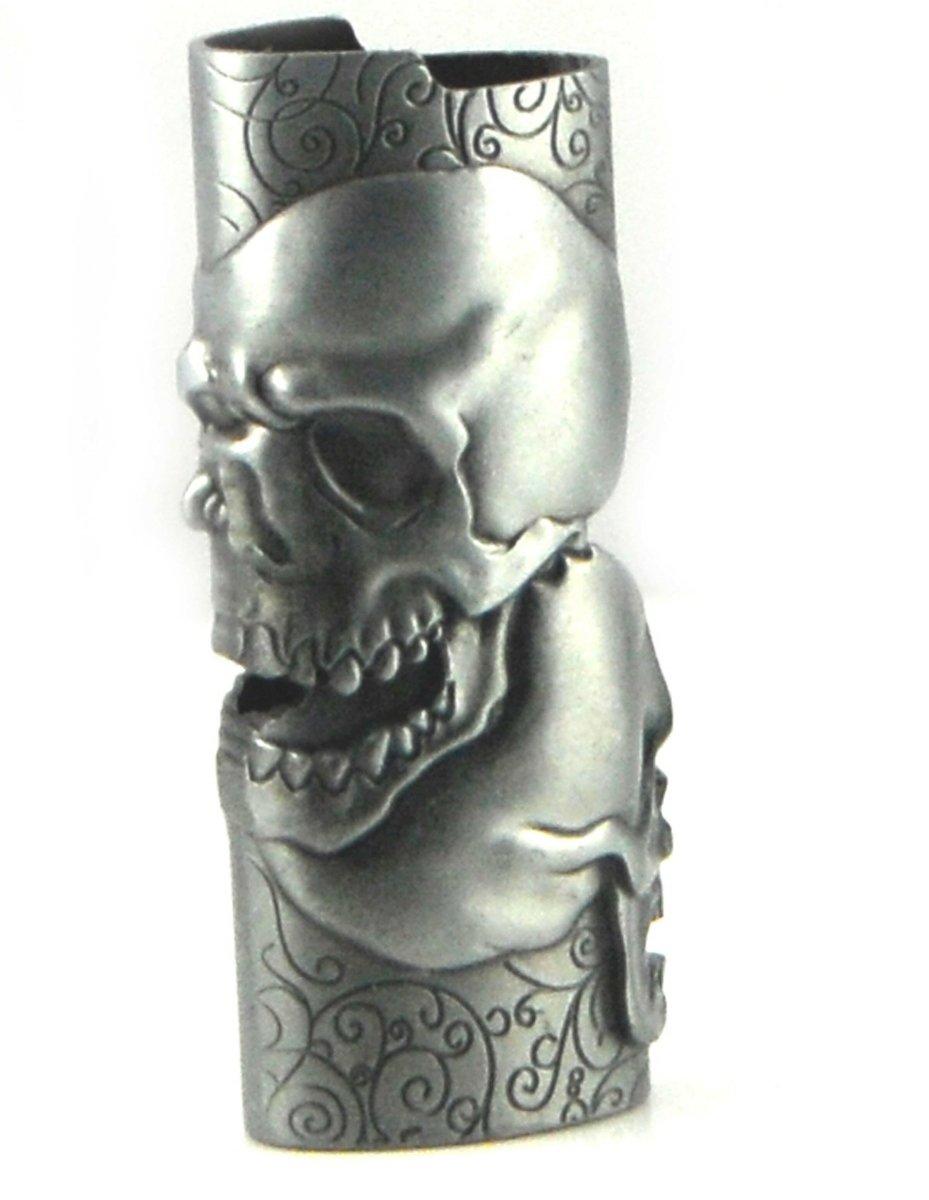 Skull metal lighter sleeve for full-size BIC lighter
