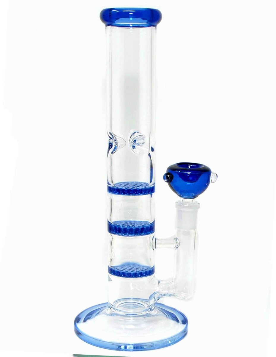 11" Glass 3 layer Honeycomb Perc with Ice Pinch Water pipe - Simple Glass Pipe