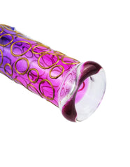 10"  Purple and Pink Gradient Glass Water Pipe with Golden Circle Accents