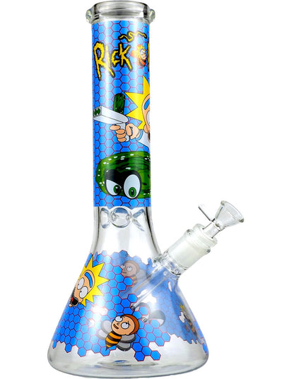 14-inch RM jumbo blue and clear glass beaker bong