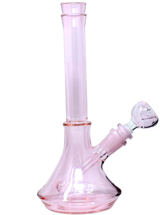 10" Pink Glass Water Bong Pipe - Simple Glass Pipe