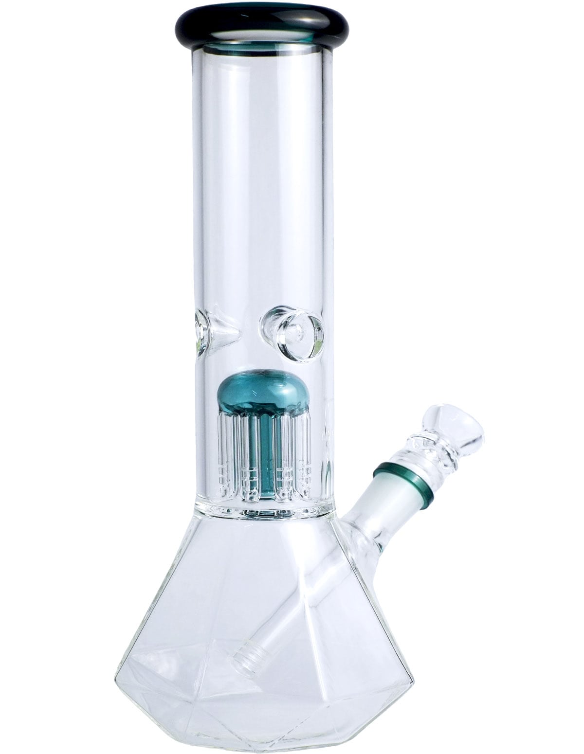 12 inch tree perc glass bong with faceted octagon base