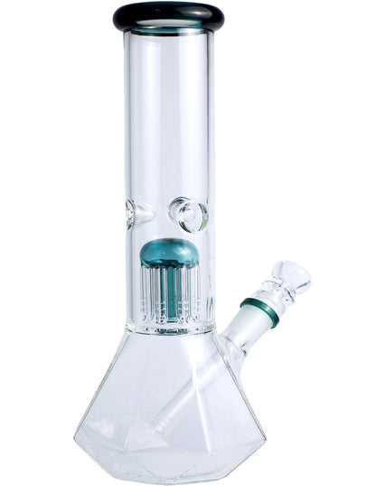 12 inch tree perc glass bong with faceted octagon base