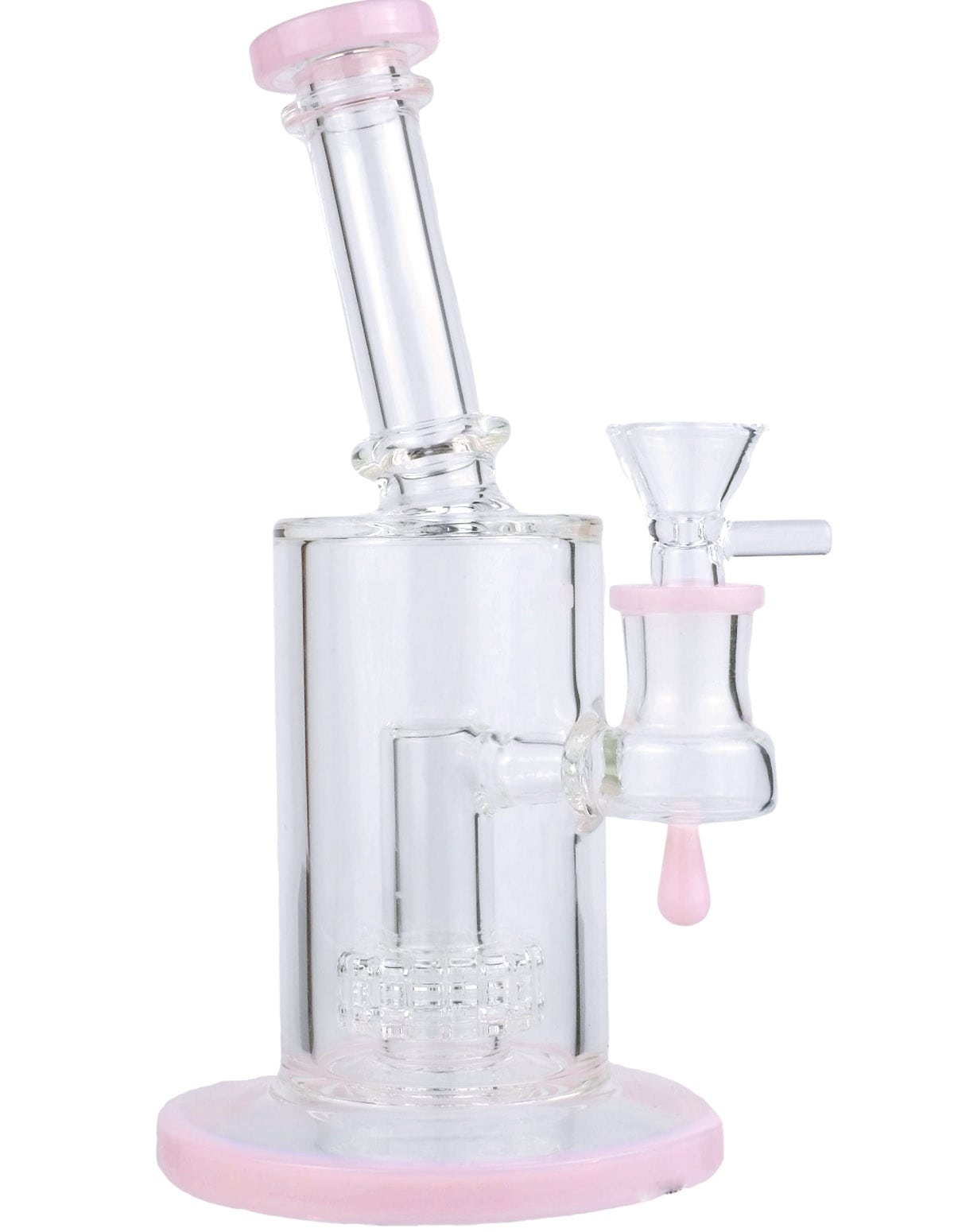 Pink and clear matrix perc water pipe alternate view