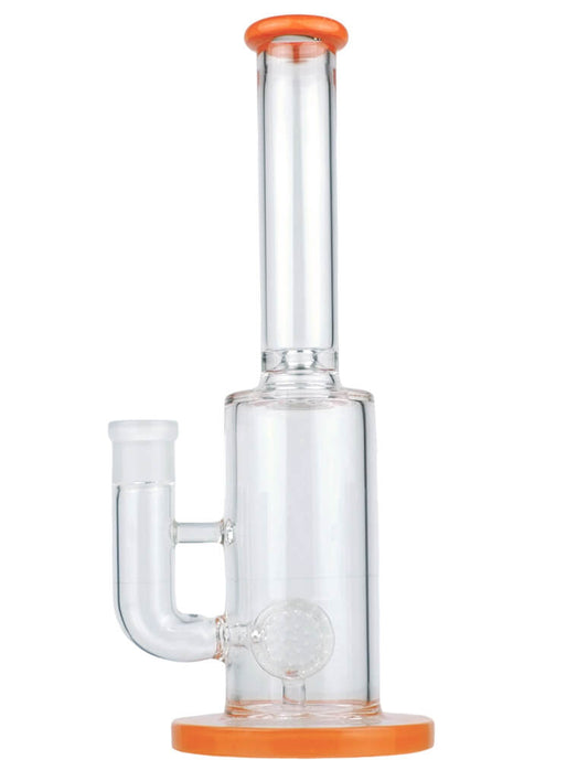 🔥 Clear Barrel Perc Bong with Orange Accents – Clean Looks, Cleaner Hits 10"
