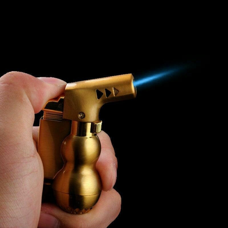 Mini metal torch lighter flame-lock detail