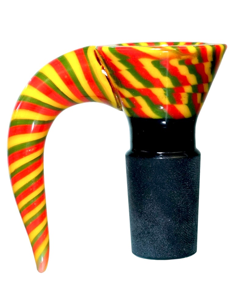 14mm snake-tail glass bowl with black insert and twisted handle