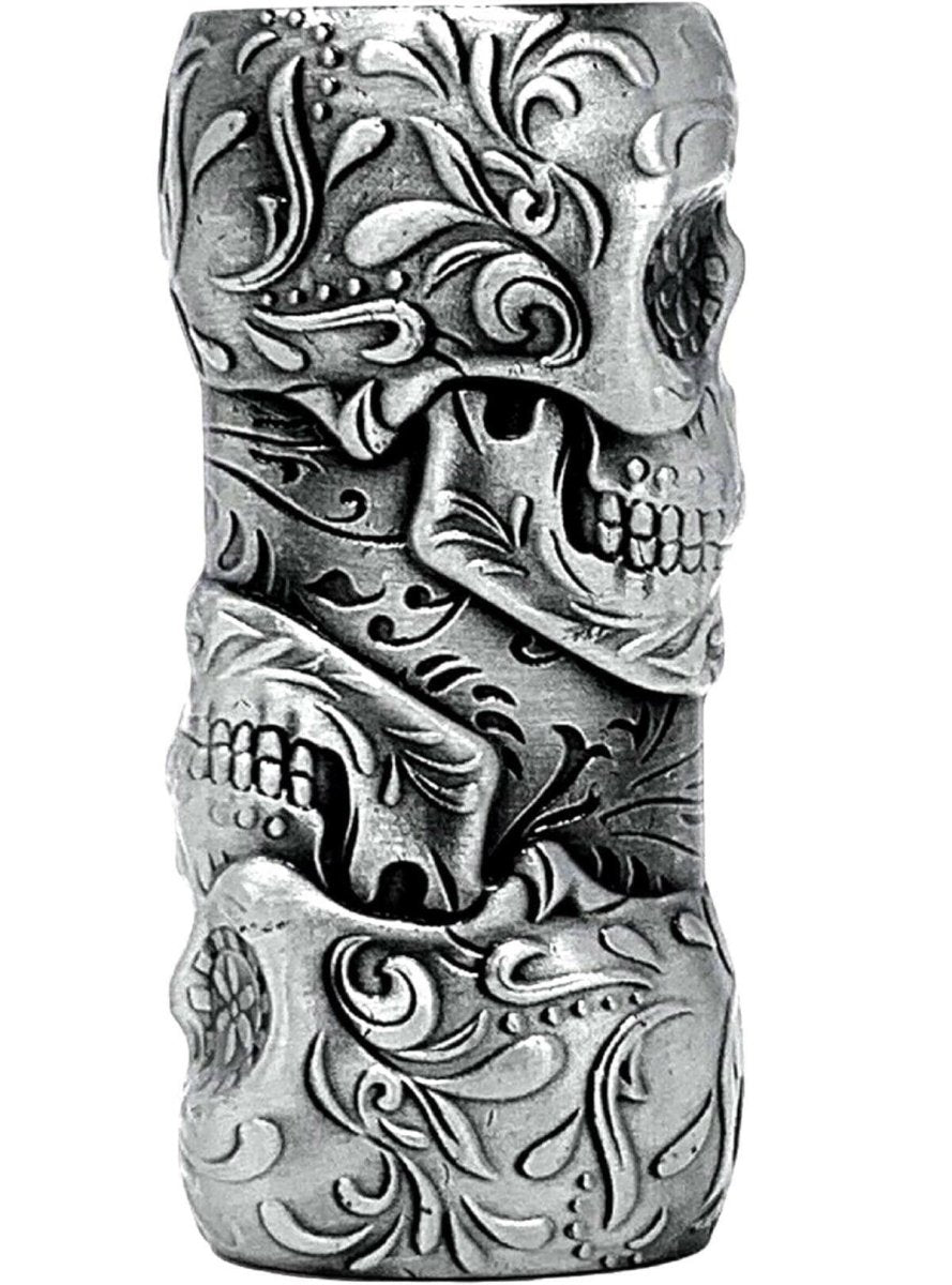 Skull and leaves metal lighter sleeve for BIC J6-size lighter