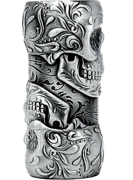 Metal Lighter Case Fits BIC in  Skull in Leafs Design Standard Lighter Sleeve Cover Holder