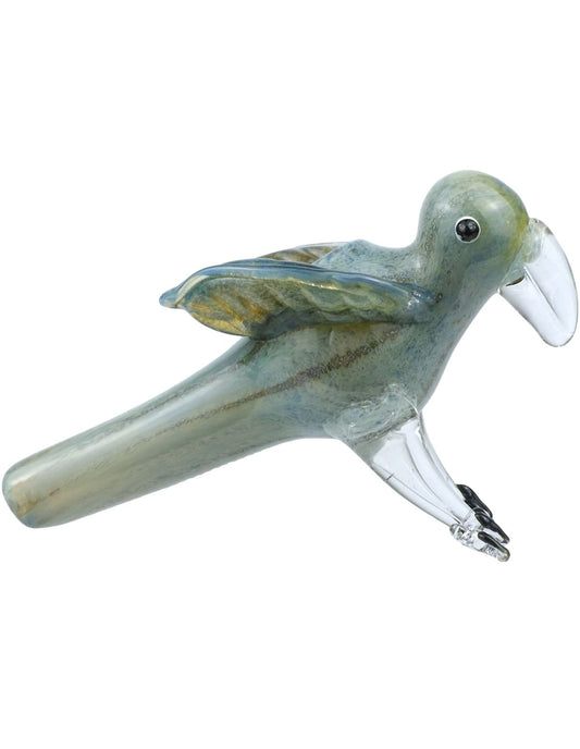 bird-on-branch glass spoon pipe side view