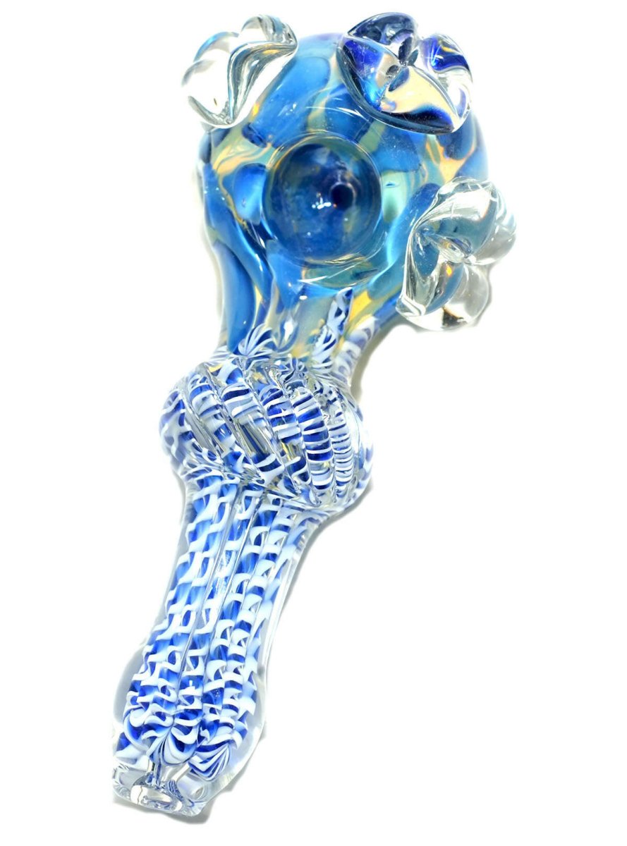 4.5" Blue Glass Spoon Pipe with Dots - Simple Glass Pipe