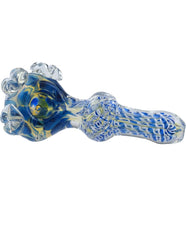 4.5" Blue Glass Spoon Pipe with Dots