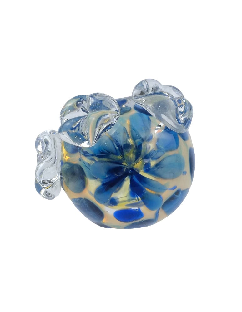 dot detail on blue glass spoon pipe