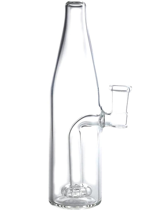 7.5" Clear Bottle-Shaped Glass Water Pipe with Built-In Percolator – Sleek and Functional Design