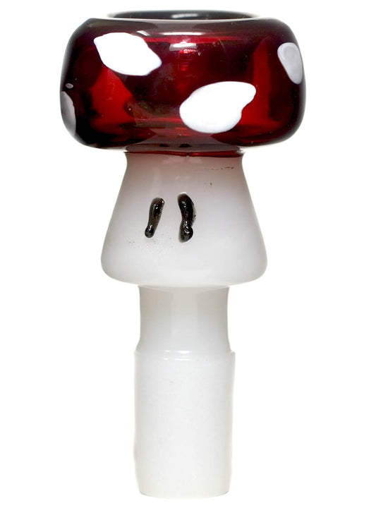 Red Glass Mushroom Glass on Glass Bowl