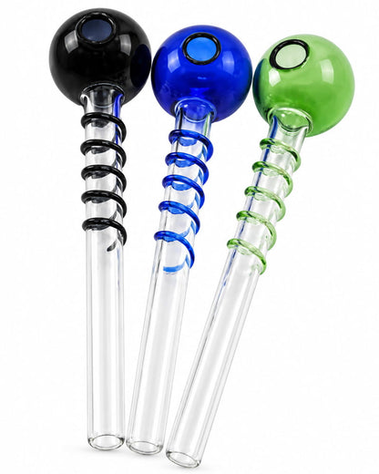 6 inch colored spiral glass oil burner pipes with round bowls