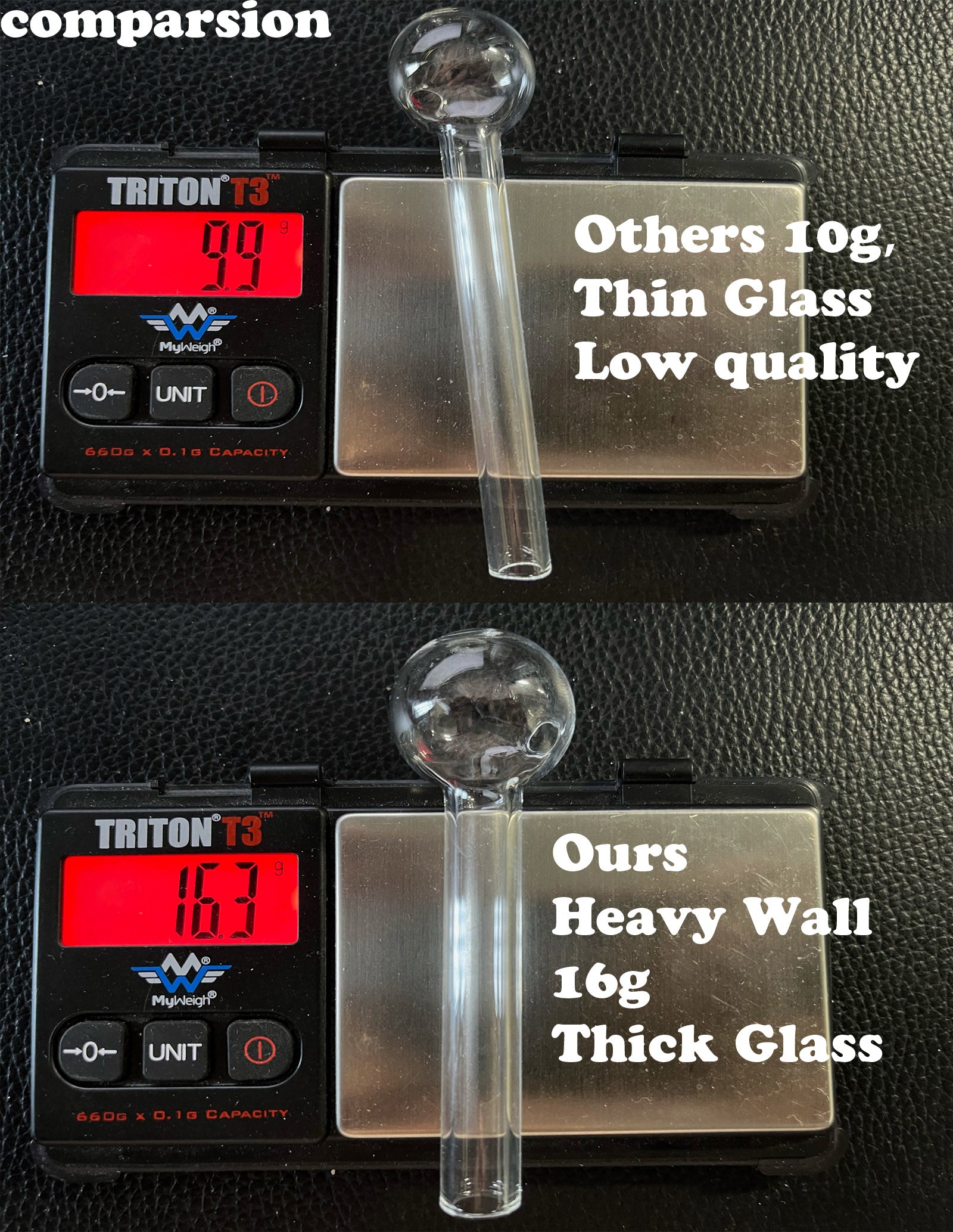 4" Glass Oil Burner Pipe  Set of 3  - Close out sale