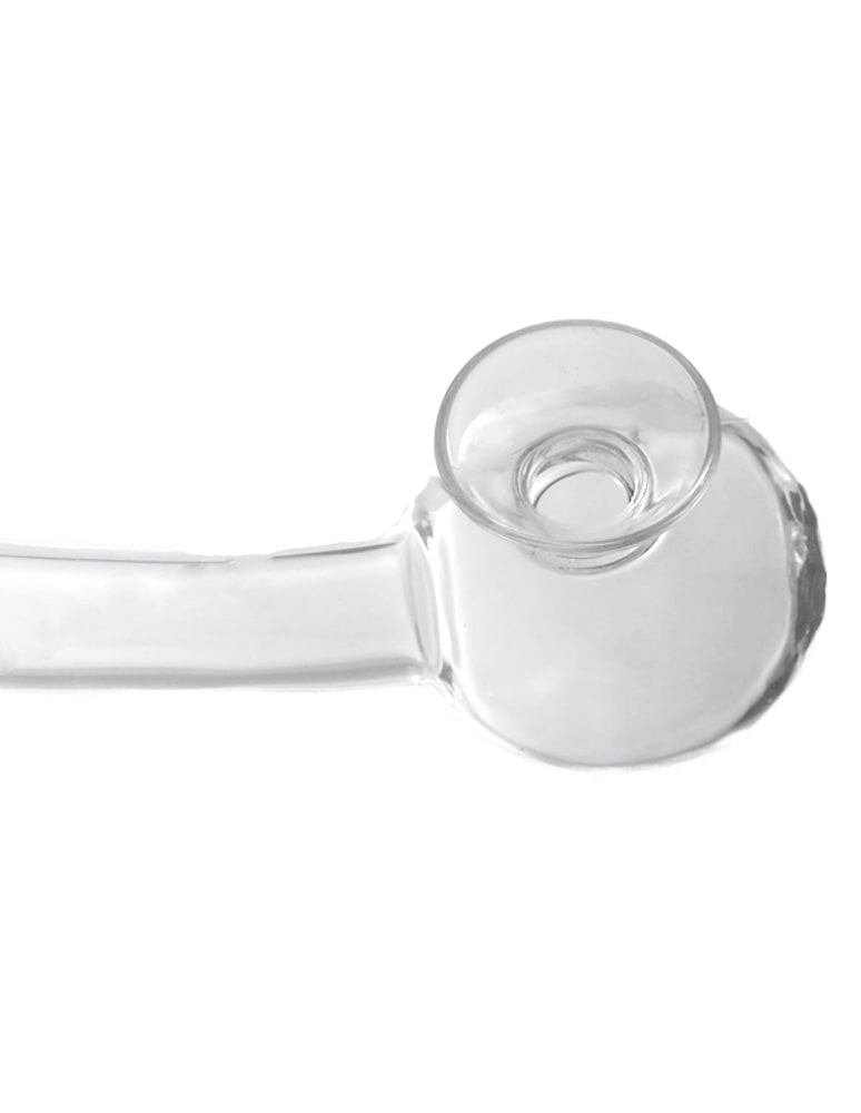 Clear Glass Curved Oil Burner Attachment with Funnel Bowl
