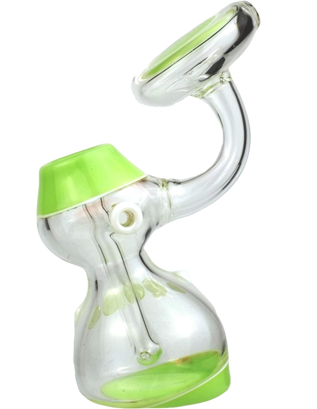 flying disk glass bubbler in purple or green