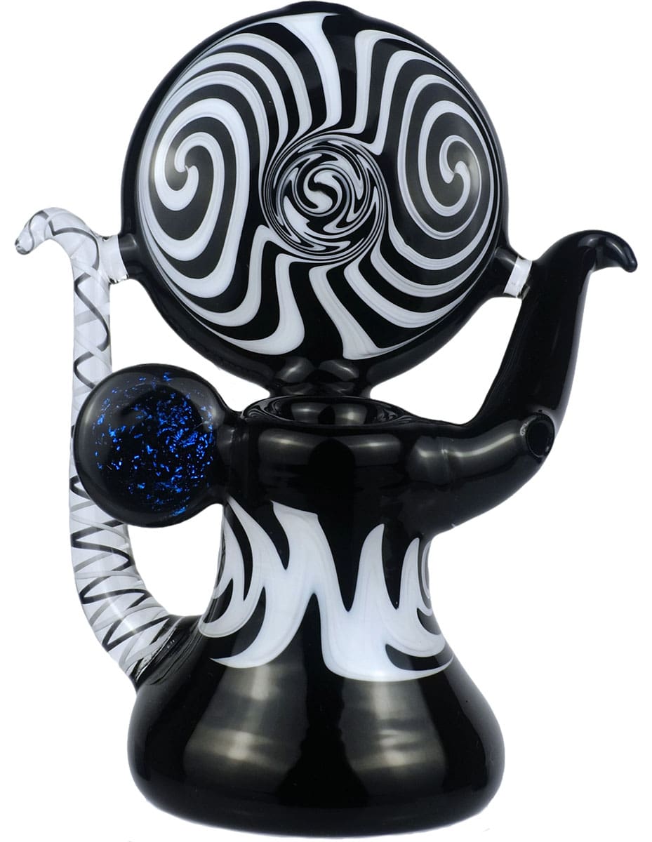 6" Black and White Swirl Glass Water Pipe – Bold Design with Artistic Detailing