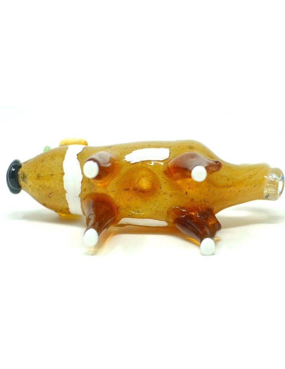 6" Dog Design Glass Spoon Hand Pipe - Simple Glass Pipe