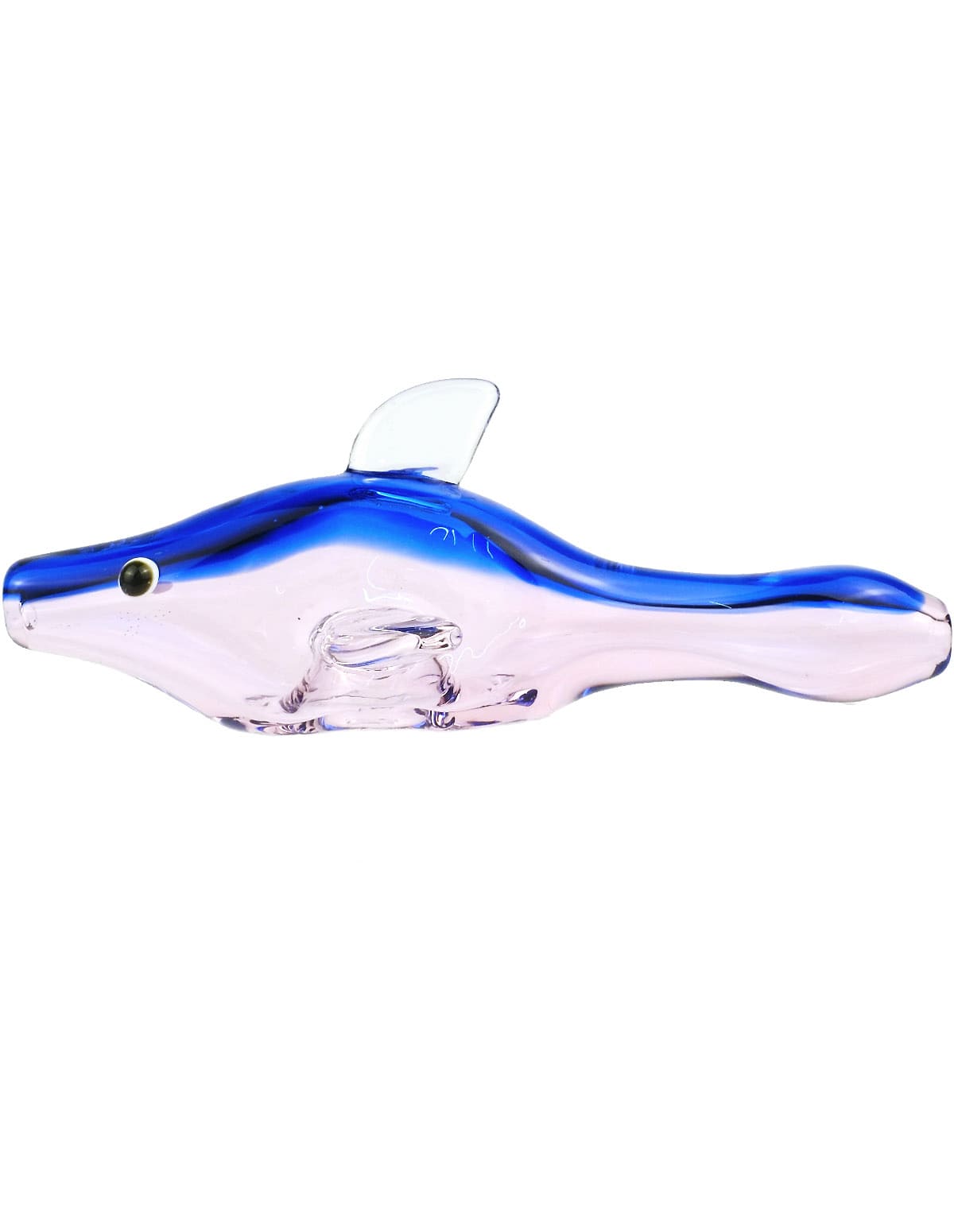 Pink dolphin glass hand pipe alternate view