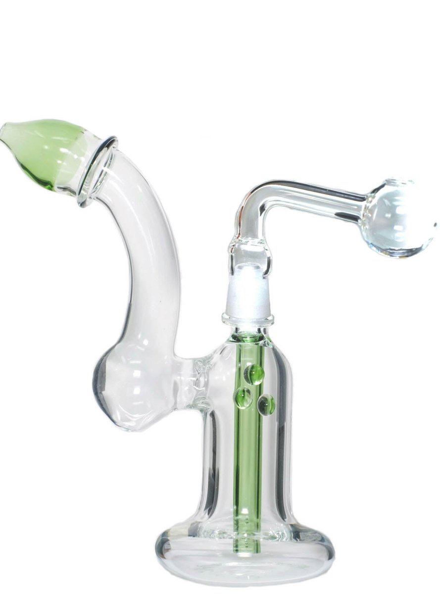 7" Glass Oil Burner Bubbler with Dots - Simple Glass Pipe