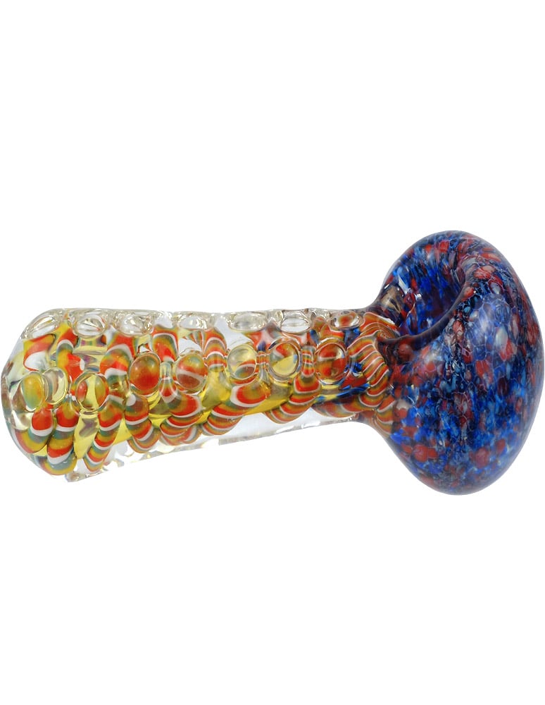 Raised dot detail on heavy glass spoon pipe