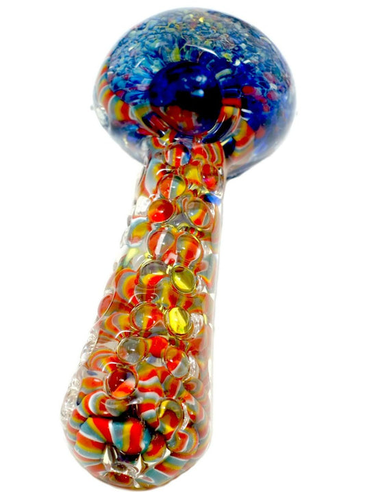 4.5" Heavy Dots Glass Spoon Hand pipe - Simple Glass Pipe