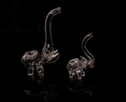 Elephant-shaped glass pipe detail view
