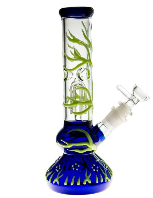 9" Tree Design Glowing in Dark Glass Water Pipe Bong - Simple Glass Pipe