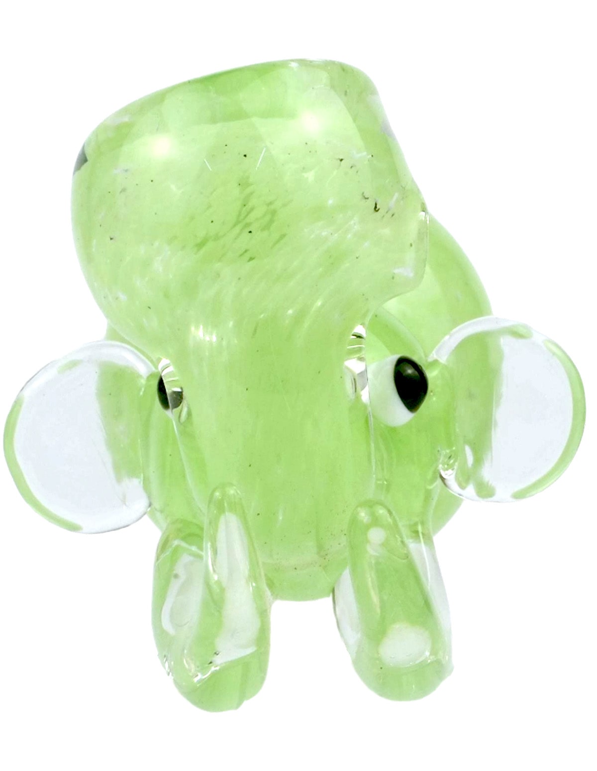 Green elephant glass hand pipe alternate view