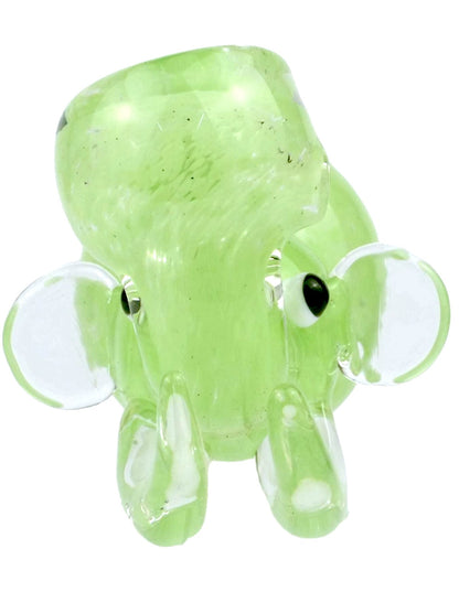 Green elephant glass hand pipe alternate view