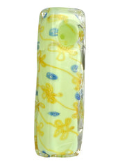 4" Blue Glass Fancy Dots Square Spoon Pipe