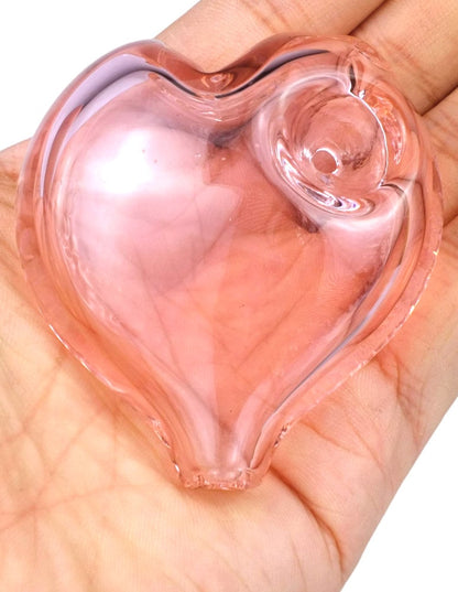 heart-shaped pink glass spoon pipe detail