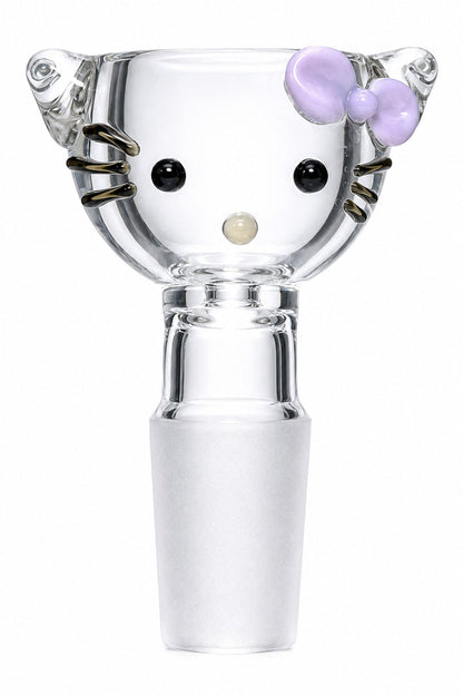 Clear Hello Kitty-style 14mm glass bowl with lavender bow