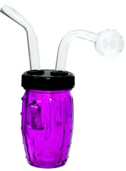 4.5" Glass Jar Design Oil burner Bubbler Pipe - Simple Glass Pipe