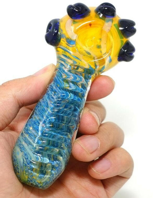 5" Heavy Glass Hand Pipe with Dots - Simple Glass Pipe