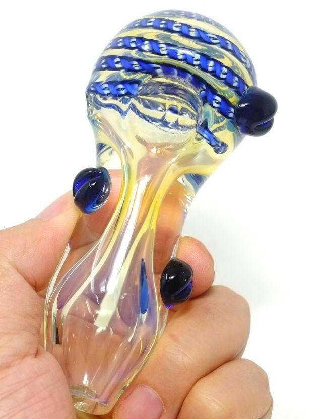 5" Heavy Thick Glass Spoon Pipe with dots - Simple Glass Pipe