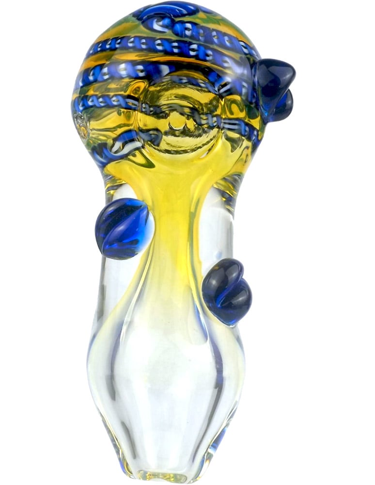 5 inch heavy thick glass spoon pipe with dots