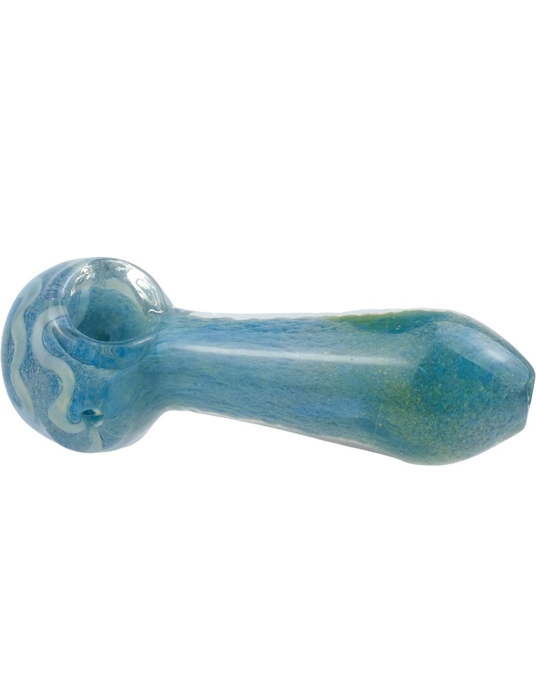 heavy blue glass spoon pipe alternate view