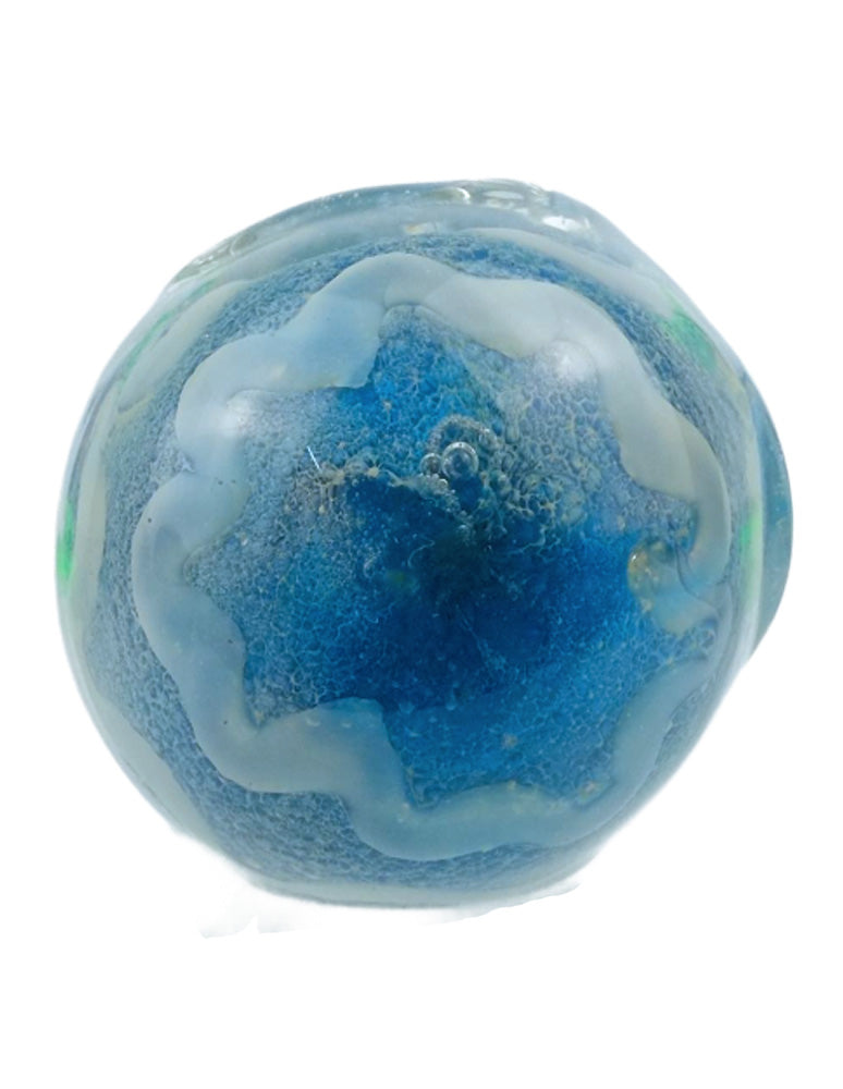 blue glass spoon pipe detail view